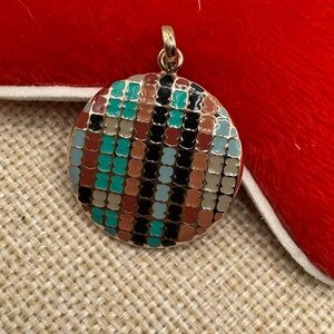 Tous Rare gold rose vermeil 18kt over 925 Multicolor Mosaic Pendant Necklace